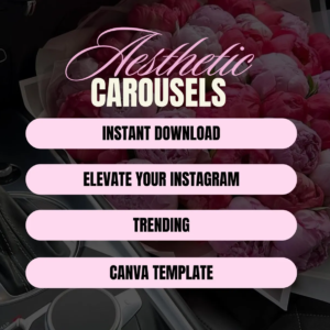 Aesthetic Pink Carousel Templates Pack | 100 Canva Editable PLR MRR