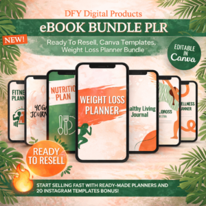 eBook Bundle PLR Weight Loss Planner Bundle ,Ready To Resell, Canva Templates